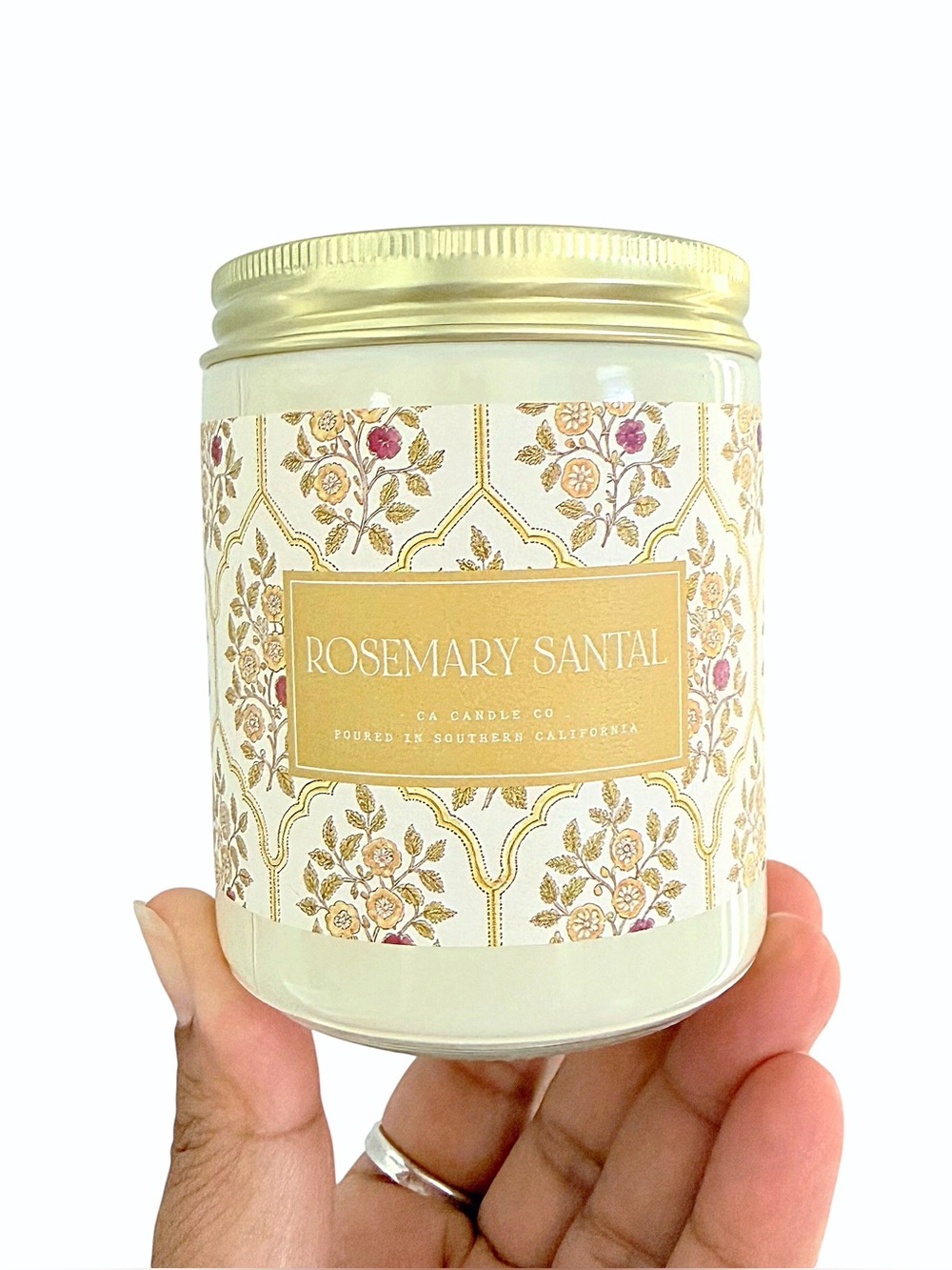Leoben Company Rosemary Santal Luxury Scented Candle - Cream & Gold